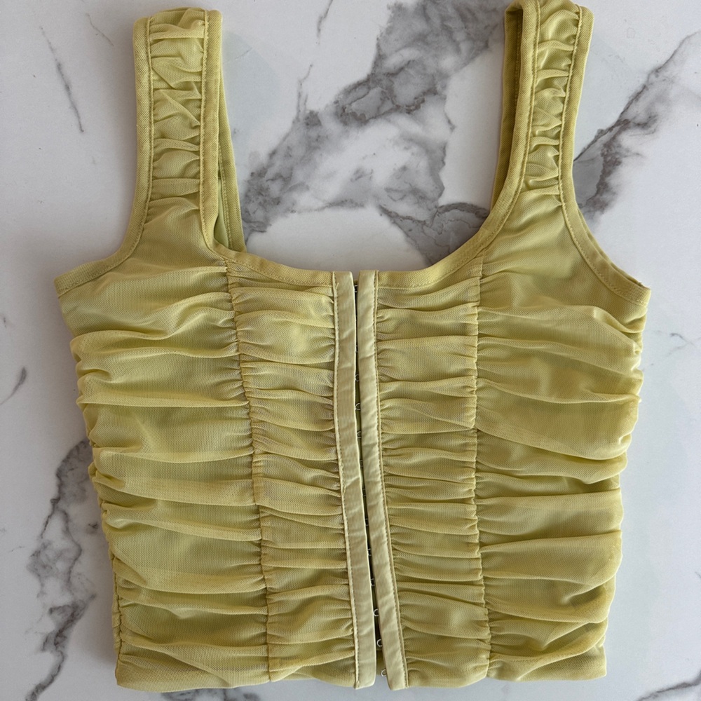 Yellow Ruched Sleeveless Top